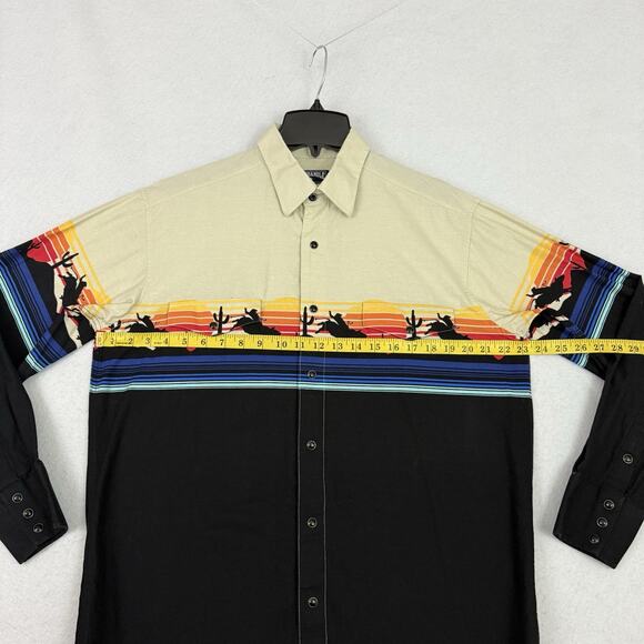 Panhandle Slim Mens L Pearl Snap Shirt Y2K Cowboys Western Desert Sunset - Picture 5 of 11